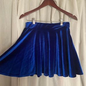 Royal Blue Velvet Skater Skirt